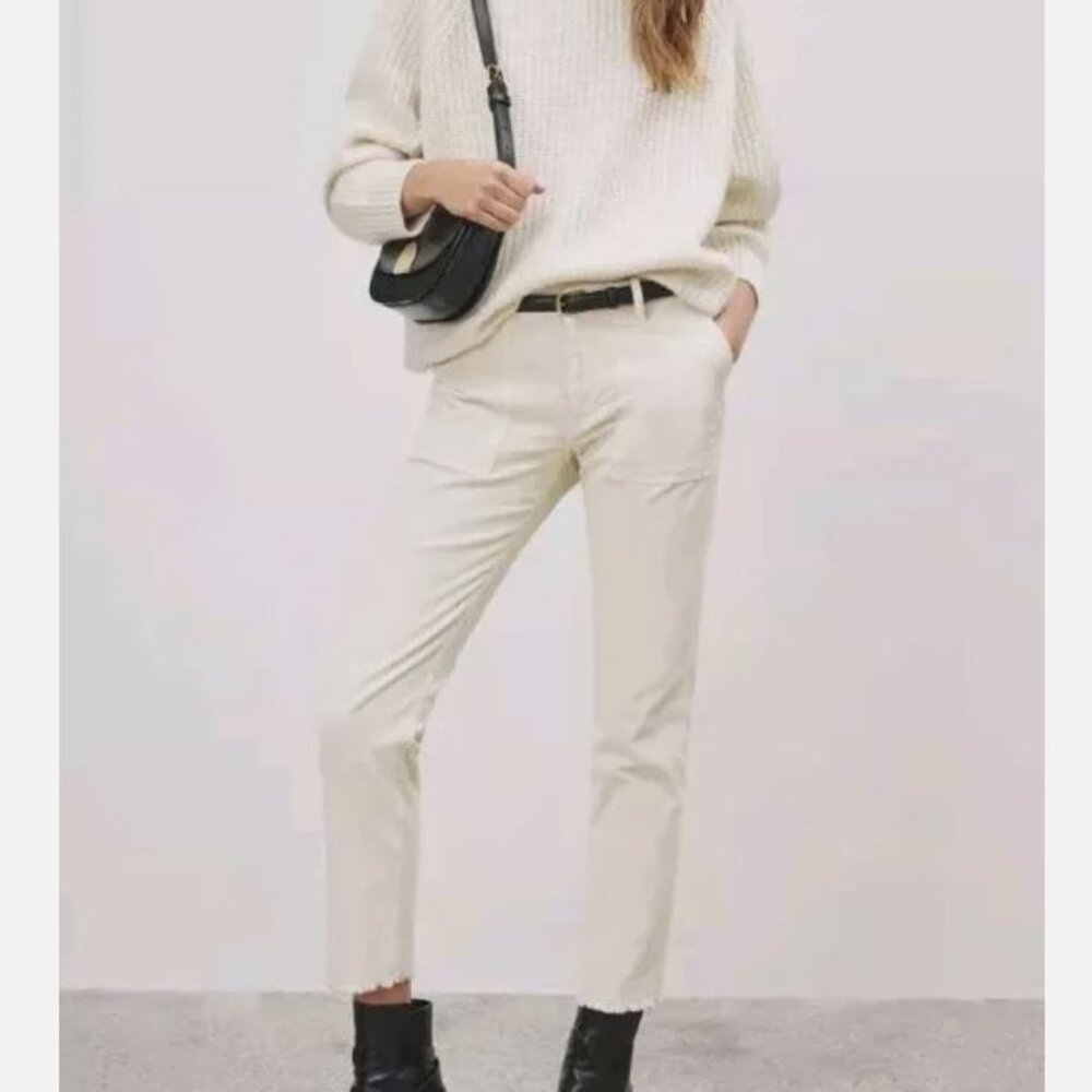 Womens NILI LOTAN Jenna Corduroy Crop Pants Winter White 6